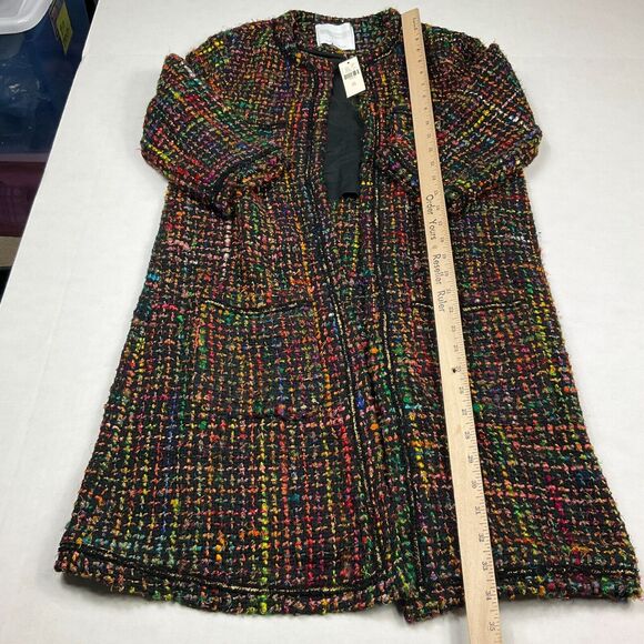 Anthropologie Ett Twa  Berwyn Tweed Jacket Colorful Open Front 3/4 Sleeve XS NEW - Picture 6 of 13